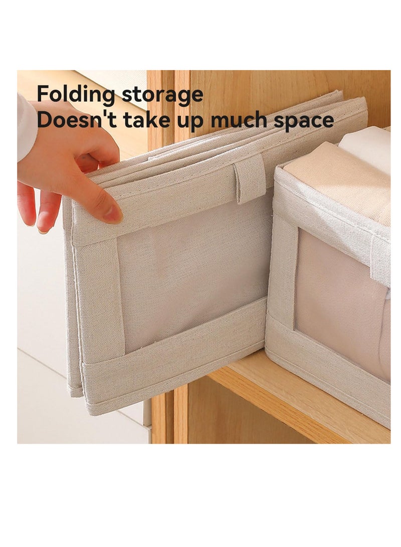 ECVV ECVV 4 Pack Wardrobe Clothes Organizer Foldable Closet Storage Bins with Clear Window Large Storage Boxes Baskets for Organizing Clothing Jeans Shirts Toys Books Beige  - Image 5