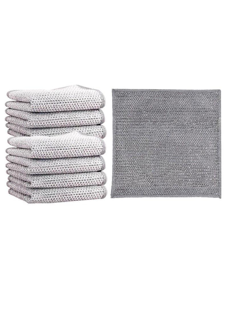 ECVV ECVV 8Pack Reusable Wire Dishcloth, Dish Scrubber Towels, Micro Mesh Cleaning Cloth, Non-Scratch Kitchen Cleaning Dishwashing Rags Rich Lather For Pan, Pot, Bowl, Stove,Kitchen Grime - Image 1