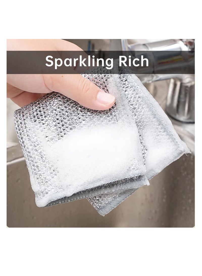 ECVV ECVV 8Pack Reusable Wire Dishcloth, Dish Scrubber Towels, Micro Mesh Cleaning Cloth, Non-Scratch Kitchen Cleaning Dishwashing Rags Rich Lather For Pan, Pot, Bowl, Stove,Kitchen Grime - Image 4