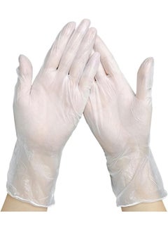ECVV ECVV 200 Pcs Disposable Vinyl Gloves Transparent Clear Plastic Gloves Food Safe Gloves Powder-Free Latex-Free for Cooking House cleaning Food Prep - Large Clear  - Image 1