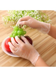 ECVV ECVV 200 Pcs Disposable Vinyl Gloves Transparent Clear Plastic Gloves Food Safe Gloves Powder-Free Latex-Free for Cooking House cleaning Food Prep - Large Clear  - Image 2