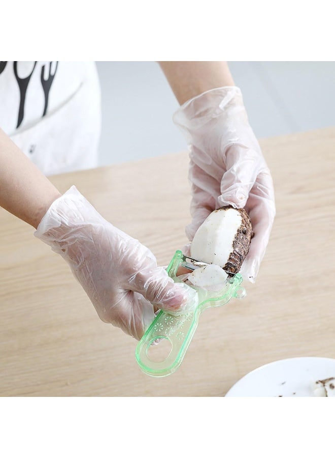 ECVV ECVV 200 Pcs Disposable Vinyl Gloves Transparent Clear Plastic Gloves Food Safe Gloves Powder-Free Latex-Free for Cooking House cleaning Food Prep - Large Clear  - Image 3