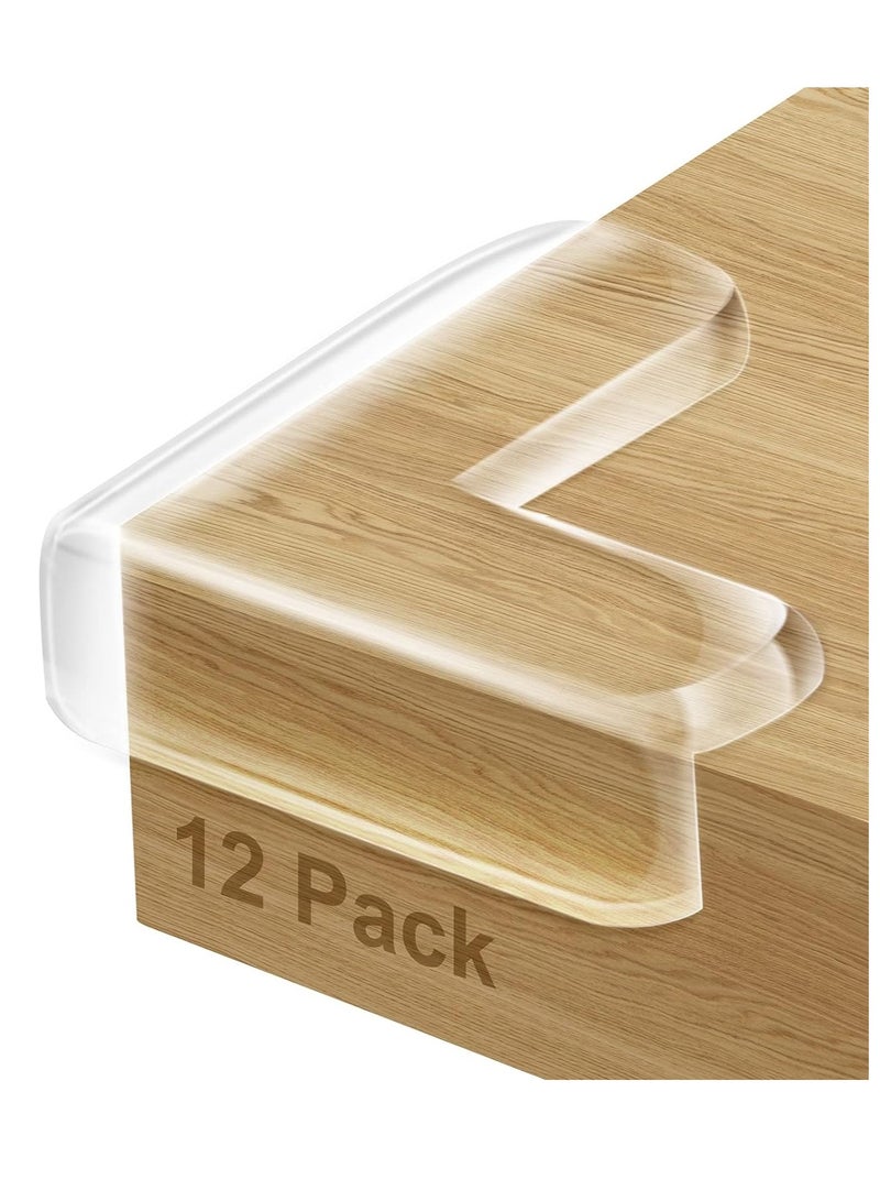 ECVV Corner Guards (12 Pack) Clear Protectors | High Resistant Adhesive Gel Best Baby Proof Stop Child Head Injuries Tables, Furniture & Sharp Corners Proofing (L-Shaped).  - Image 1