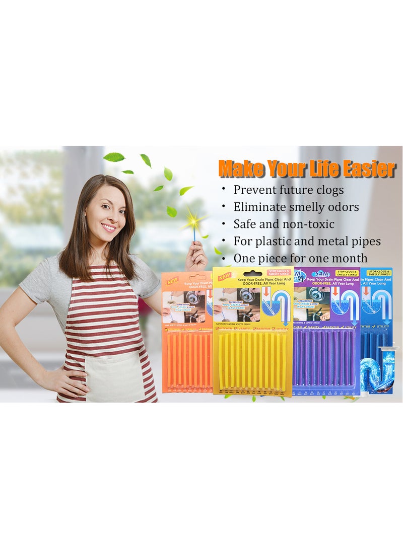 إي سي في في - Drain Cleaner Sticks, Sink Deodorizer, 48pcs Drain Cleaner Freshener for Clogs Kitchen Bathroom Toilet Sinks Non-Fragile for Preventing Clogs Odor Free Clear Blocked Sinks - Image 1