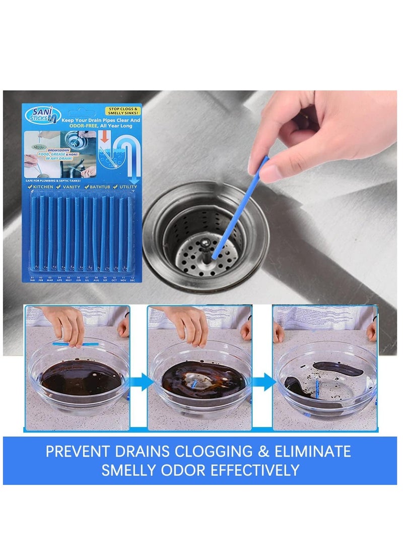 إي سي في في Drain Cleaner Sticks, Sink Deodorizer, 48pcs Drain Cleaner Freshener for Clogs Kitchen Bathroom Toilet Sinks Non-Fragile for Preventing Clogs Odor Free Clear Blocked Sinks  - Image 2