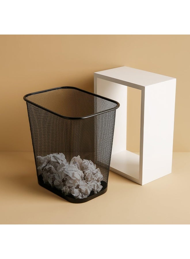 إي سي في في Mesh Metal Trash Can Square Mesh Wire Wastebasket Vintage Garbage Bin Reusable Bedroom Can for Kitchen | Farmhouse | Home | Office | BLACK Black  - Image 2