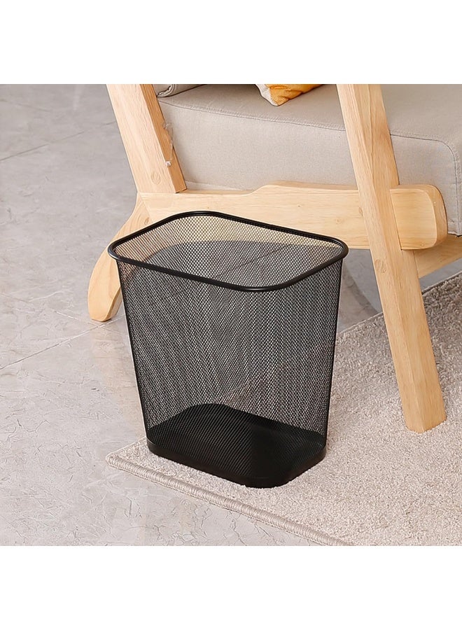 إي سي في في Mesh Metal Trash Can Square Mesh Wire Wastebasket Vintage Garbage Bin Reusable Bedroom Can for Kitchen | Farmhouse | Home | Office | BLACK Black  - Image 3
