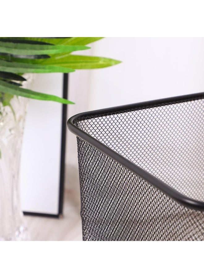 إي سي في في Mesh Metal Trash Can Square Mesh Wire Wastebasket Vintage Garbage Bin Reusable Bedroom Can for Kitchen | Farmhouse | Home | Office | BLACK Black  - Image 4
