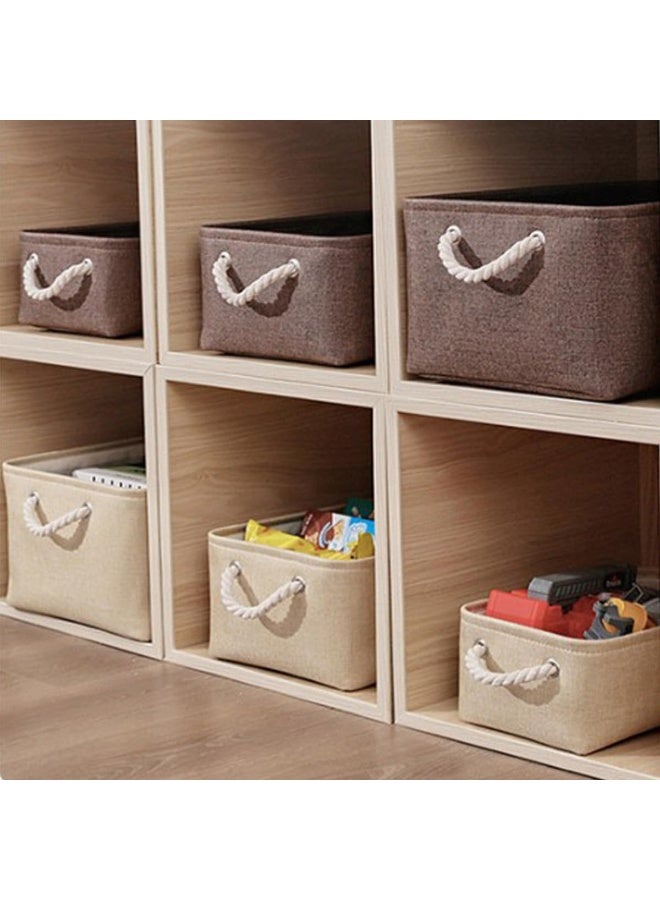 ECVV 3-Piece Collapsible Rectangular Storage Basket with Handles, Storage Bins Organizer Shelf Basket for Organizing Shelves, Closets, Clothes, and Toy (Brown) Brown  - Image 3