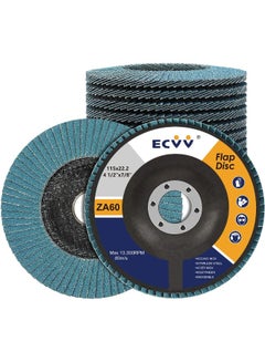 ECVV 10 Pack Flap Disc 115mm (4.5”) Flapper Wheel Fine Processing Grinding Wheels Flap Disc for Angle Grinder Wood & Metal Sanding (60 Grit) Blue  - Image 1