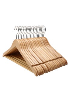 ECVV Wooden Suit Hangers - Smooth Finish Solid Wood Coat Hanger with Non Slip Pants Bar, Swivel Hook and Precisely Cut Notches for Camisole | Jacket | Pant | Dress Hangers | 12 PIECES Brown