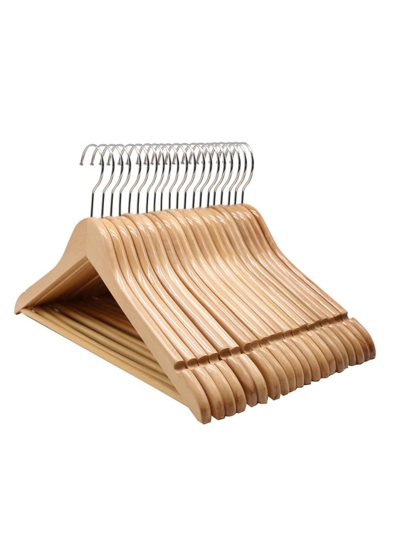 ECVV - ECVV Wooden Suit Hangers - Smooth Finish Solid Wood Coat Hanger with Non Slip Pants Bar, Swivel Hook and Precisely Cut Notches for Camisole | Jacket | Pant | Dress Hangers | 12 PIECES Brown - Image 1