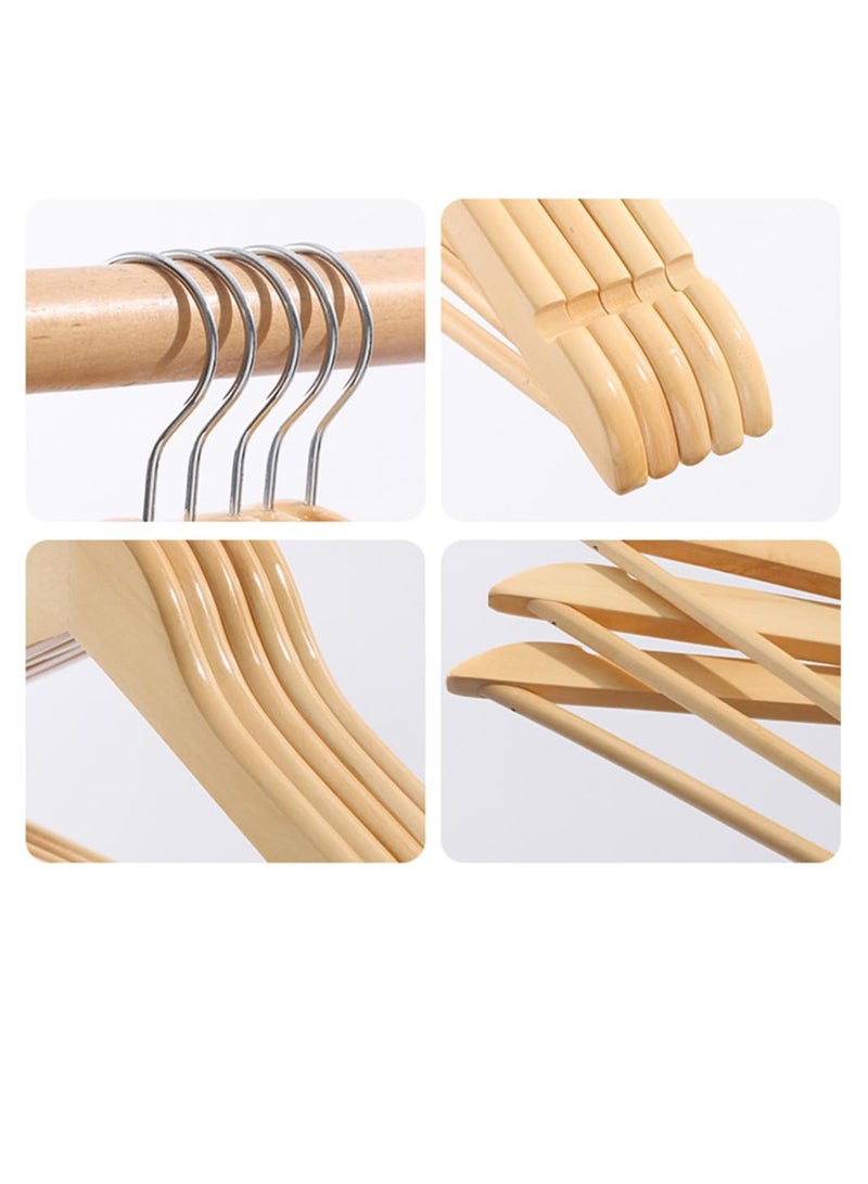 ECVV - ECVV Wooden Suit Hangers - Smooth Finish Solid Wood Coat Hanger with Non Slip Pants Bar, Swivel Hook and Precisely Cut Notches for Camisole | Jacket | Pant | Dress Hangers | 12 PIECES Brown - Image 1