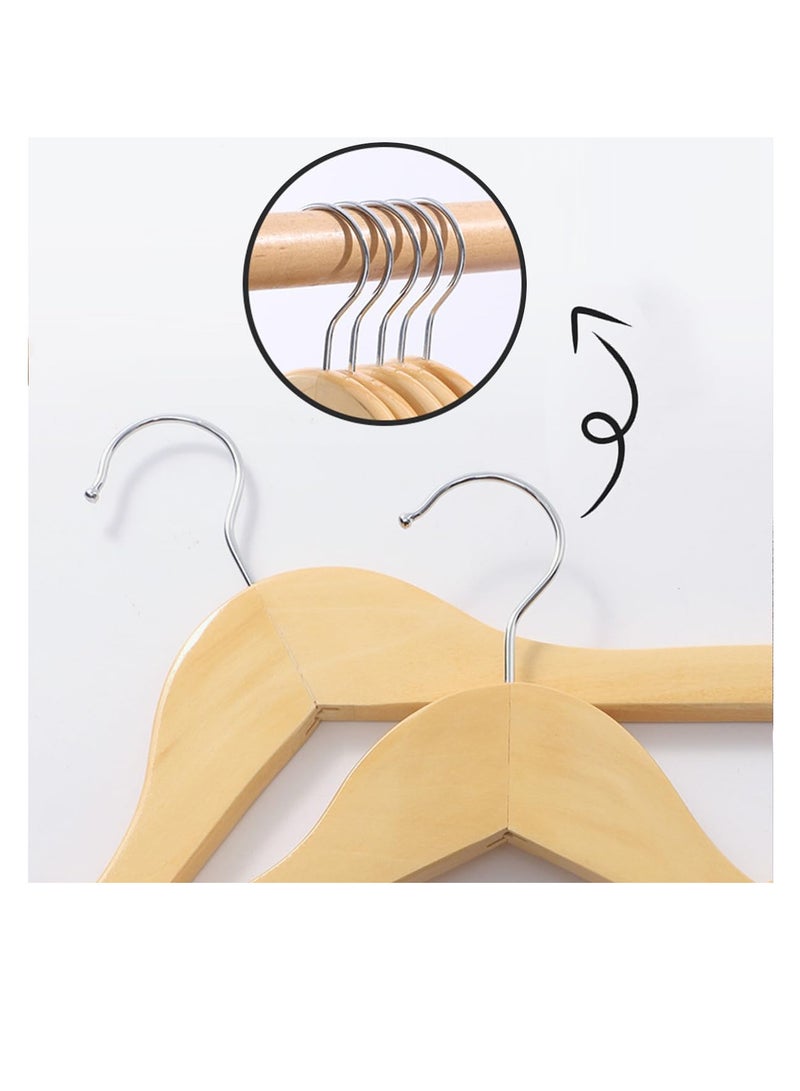ECVV - ECVV Wooden Suit Hangers - Smooth Finish Solid Wood Coat Hanger with Non Slip Pants Bar, Swivel Hook and Precisely Cut Notches for Camisole | Jacket | Pant | Dress Hangers | 12 PIECES Brown - Image 1