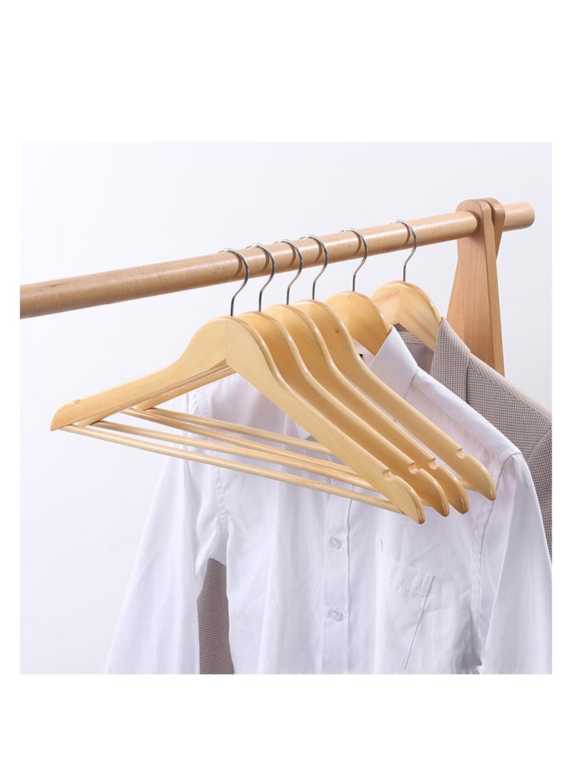 ECVV - ECVV Wooden Suit Hangers - Smooth Finish Solid Wood Coat Hanger with Non Slip Pants Bar, Swivel Hook and Precisely Cut Notches for Camisole | Jacket | Pant | Dress Hangers | 12 PIECES Brown - Image 1