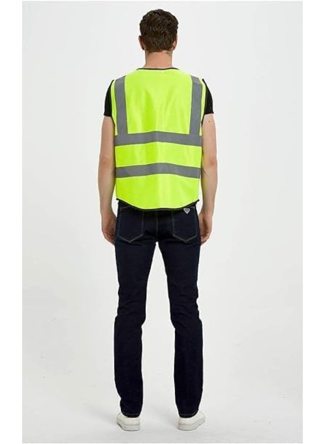 ECVV Reflective Safety Vest Bright Neon Color with 2 Inch Reflective Strips and Pocket -Zipper Front Medium Free Size Green  - Image 5