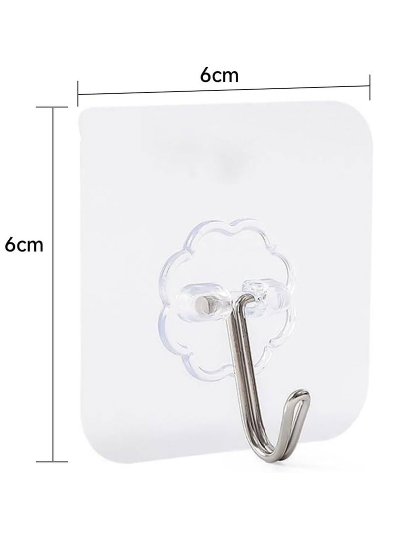 إي سي في في - 20Pcs Adhesive Hooks, Heavy-Duty Transparent Wall Hooks - 8kg Max, Modern Style, Perfect for Home Decor & Multi-Surface Application - Image 1
