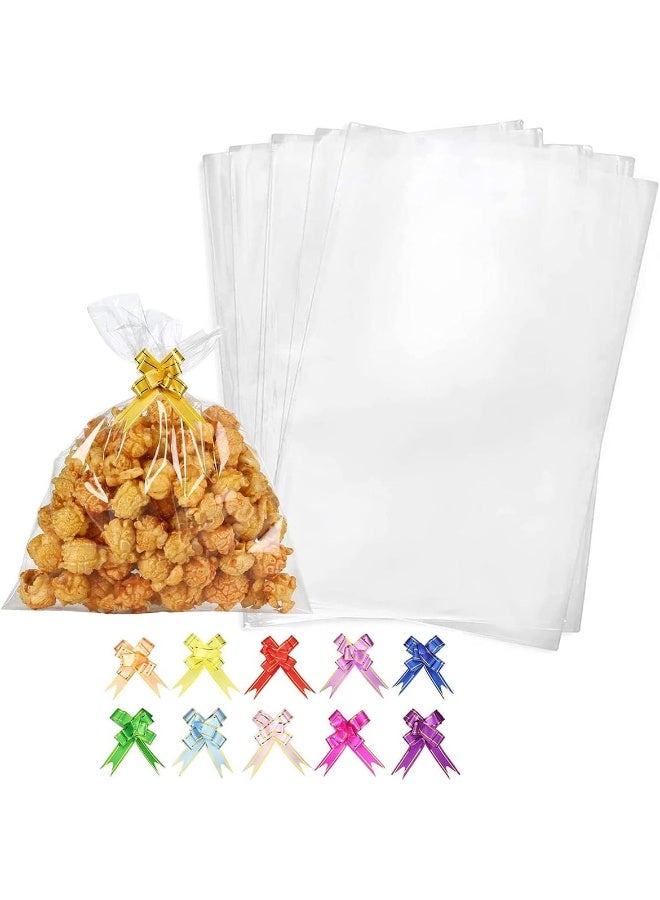 ECVV 100pcs Clear Cellophane Treat Bags with Twist Ties Self Adhesive Cookie Bags Packing Supplies for Party Favor, Candy, Cookie, Popcorn, Dessert, Bakery Clear  - Image 1