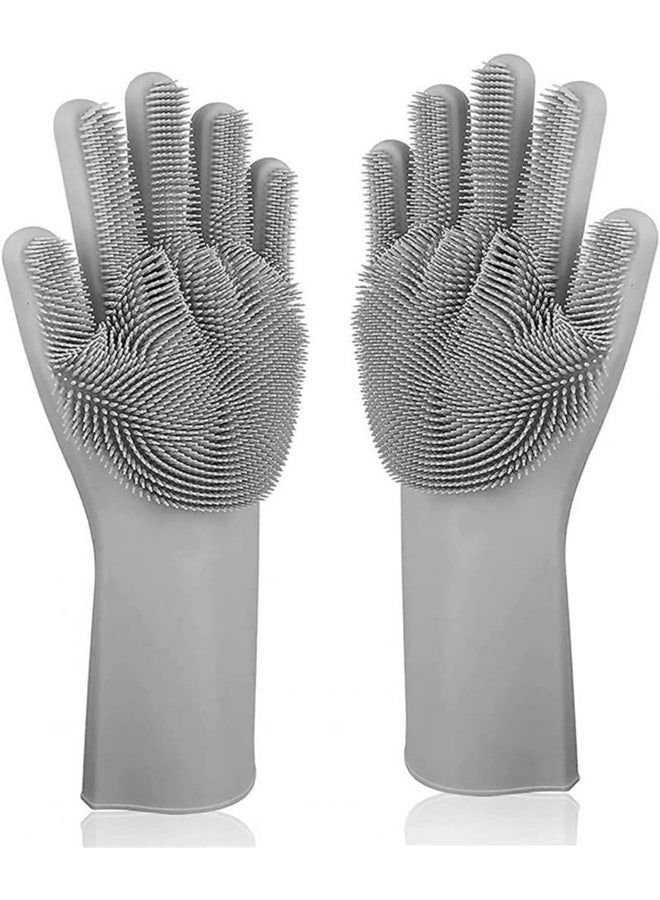 ECVV Magic Dishwashing Gloves Reusable Silicone Gloves with Scrubber Brush Suit for Kitchen, Pet Grooming, Bathroom, Washing Car Cleaning FDA Certified & Heat Resistant Hand Scrub |1 Pair-Random Color|  - Image 2