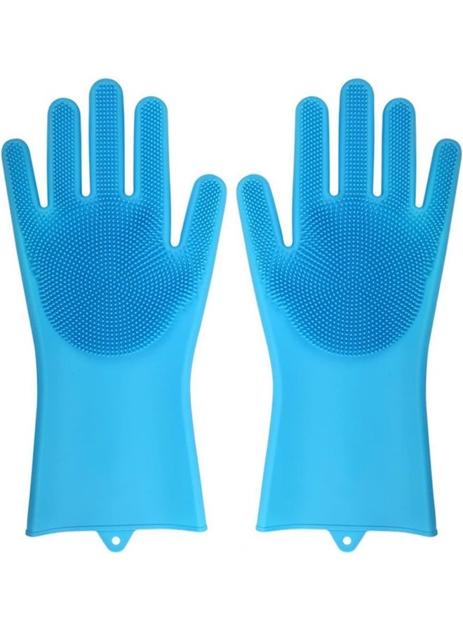 ECVV Magic Dishwashing Gloves Reusable Silicone Gloves with Scrubber Brush Suit for Kitchen, Pet Grooming, Bathroom, Washing Car Cleaning FDA Certified & Heat Resistant Hand Scrub |1 Pair-Random Color|  - Image 1
