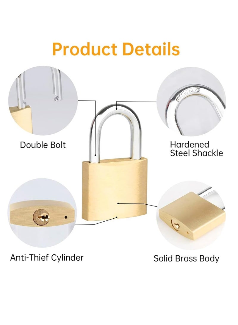 إي سي في في ECVV 1 Pack Padlock Waterproof Solid Brass Lock 75MM - Padlock with Keys for Sheds | Storage Unit | School | Gym Locker  | Toolbox | Hasp Storage | - GOLD | Fence  - Image 3
