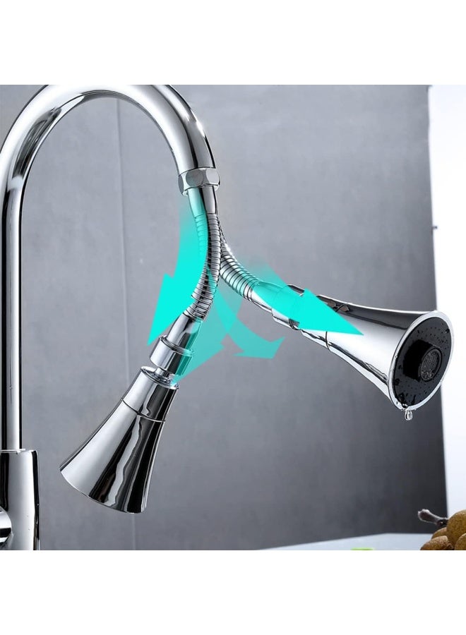 ECVV 360-degree Rotating Faucet Aerator, 3 Modes Extended Kitchen Faucet Sprayer, Aerator, Splash Filter, Movable Water Saving Tap Faucet Extender Kitchen/Bathroom Silver - Image 2