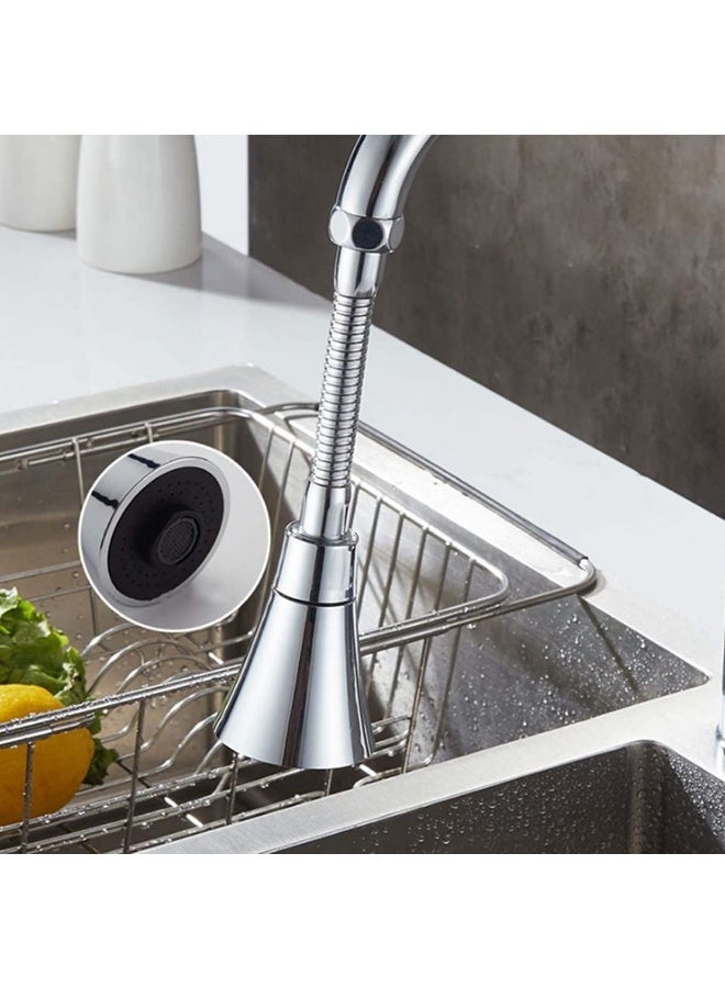 ECVV 360-degree Rotating Faucet Aerator, 3 Modes Extended Kitchen Faucet Sprayer, Aerator, Splash Filter, Movable Water Saving Tap Faucet Extender Kitchen/Bathroom Silver - Image 3