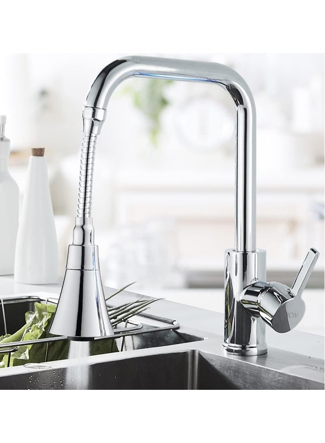 ECVV 360-degree Rotating Faucet Aerator, 3 Modes Extended Kitchen Faucet Sprayer, Aerator, Splash Filter, Movable Water Saving Tap Faucet Extender Kitchen/Bathroom Silver - Image 4