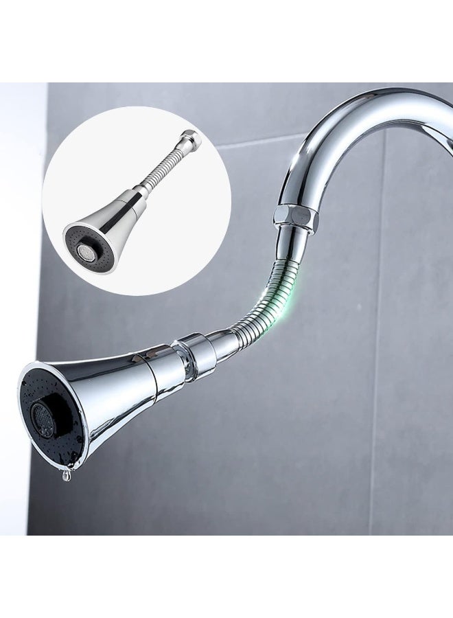 ECVV 360-degree Rotating Faucet Aerator, 3 Modes Extended Kitchen Faucet Sprayer, Aerator, Splash Filter, Movable Water Saving Tap Faucet Extender Kitchen/Bathroom Silver - Image 1