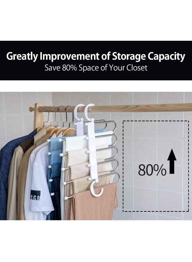 إي سي في في 5 in 1 Foldable Hangers, 5 In 1 Stainless Steel MultiLayer Multifunction Magic Pants Rack, 5in1 Pants Hangers, Magic Pants Hangers, Pants Hangers Space Saving Silver - Image 3