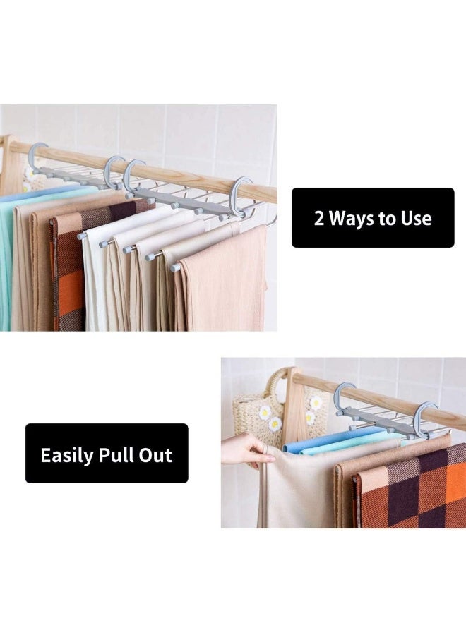 إي سي في في 5 in 1 Foldable Hangers, 5 In 1 Stainless Steel MultiLayer Multifunction Magic Pants Rack, 5in1 Pants Hangers, Magic Pants Hangers, Pants Hangers Space Saving Silver - Image 2