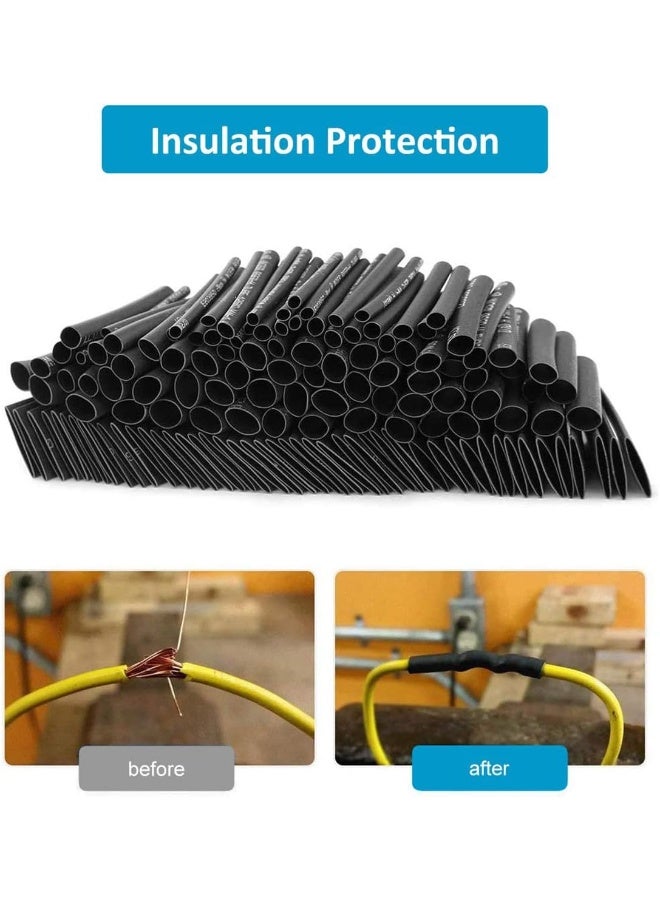 إي سي في في 650Pcs Premium Heat Shrink Tubing Set - Black, 8 Sizes - Assorted Sleeving Tube Wrap Cable Wire Kit for DIY Projects Black  - Image 3