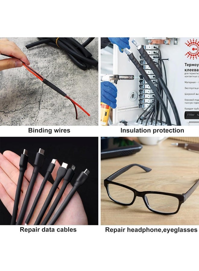 إي سي في في 650Pcs Premium Heat Shrink Tubing Set - Black, 8 Sizes - Assorted Sleeving Tube Wrap Cable Wire Kit for DIY Projects Black  - Image 4