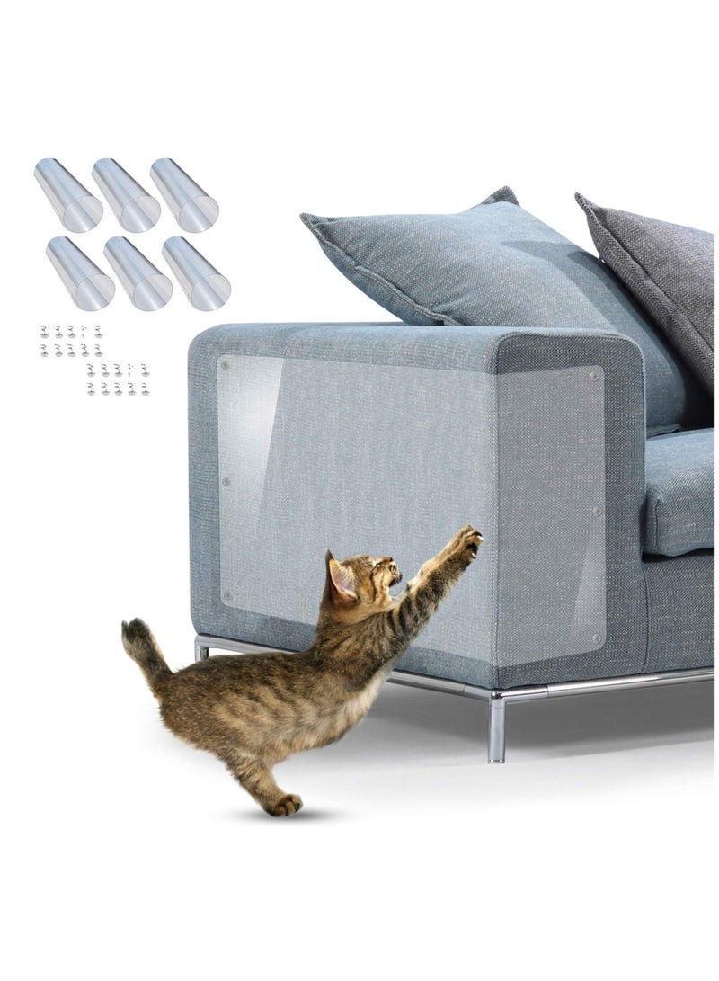 إي سي في في Furniture Scratch Guards, 8Pcs X-Large Flexible Vinyl Cat Couch Protector Guards With Pins For Protecting Your Upholstered Furniture, Cat Scratch Deterrent Pad, 18' L X 12' W  - Image 1
