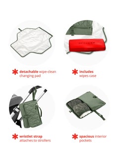 Skip Hop Pronto Signature Portable Baby Changing Station - Travel-Friendly Diaper Bag - Dark Sage  - Image 4