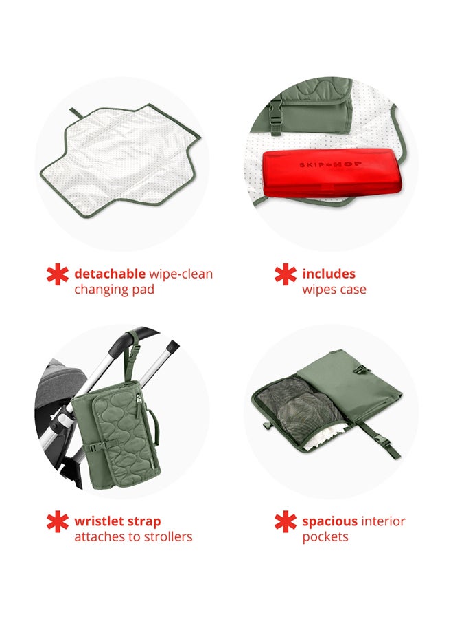 Skip Hop Pronto Signature Portable Baby Changing Station - Travel-Friendly Diaper Bag - Dark Sage  - Image 4