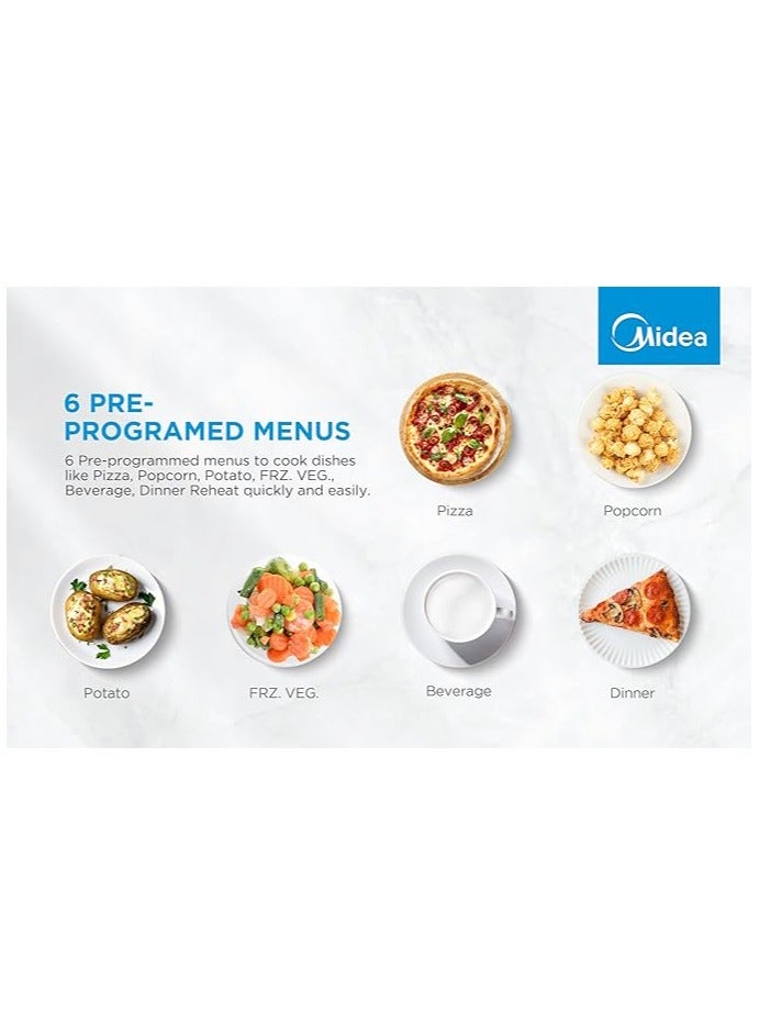 مديا ميكروويف ميديا MM7P012LV-B بحجم تجويف 20 لتر، تجويف مطلي باللون الرمادي، برنامج إذابة الثلج، طبق زجاجي دوار 245 مم، قوة الميكروويف 700 واط باللون الأسود - Image 3