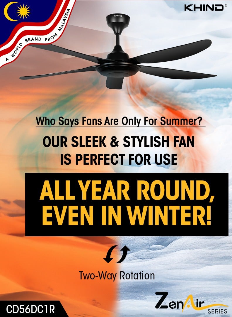 Zen Air Ceiling Fan 56 Inch Ceiling Fan with Remote Control, Quiet BLDC Motor, Modern 5 ABS Blades, 6 Forward & Reverse Speed Settings, High Airflow, 38W Power 38 W CF56DC1R Black - pnsku/N70155472V/45/_/1740138537/b427bf2d-3c95-4500-bb7a-740de218abca