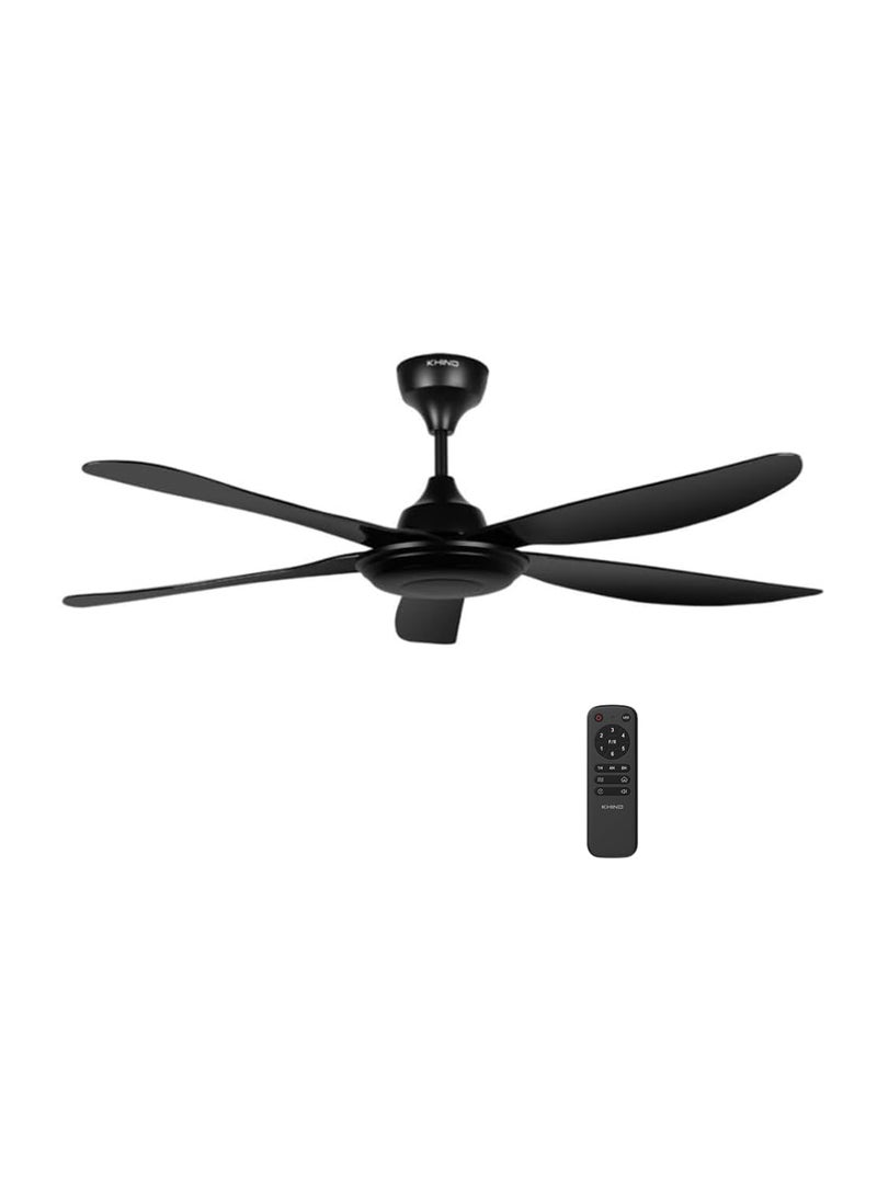 KHIND Zen Air Ceiling Fan 56 Inch Ceiling Fan with Remote Control, Quiet BLDC Motor, Modern 5 ABS Blades, 6 Forward & Reverse Speed Settings, High Airflow, 38W Power 38 W CF56DC1R Black  - Image 1