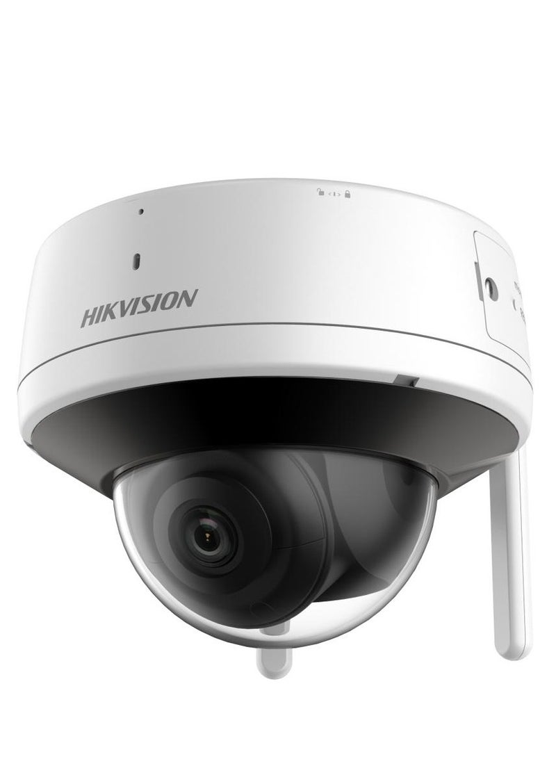 HIKVISION 4 MP Outdoor Audio Fixed Wi-Fi Dome Network Camera, Built-In Two-Way Audio, IP66, Memory Card Support Up to 512 GB | DS-2CV2141G2-IDW  - Image 1