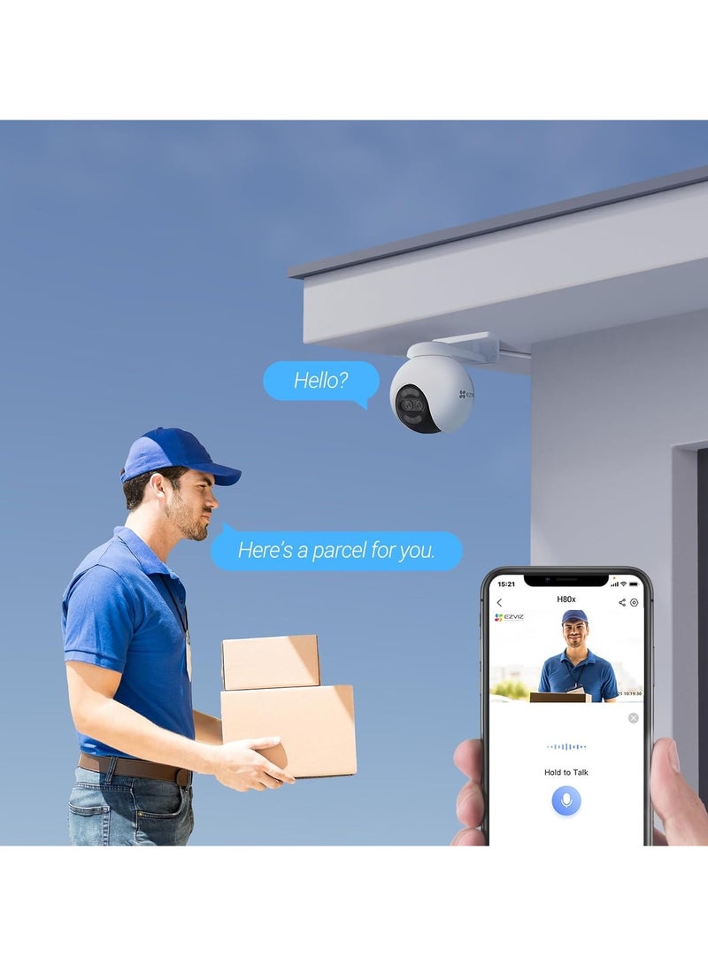 EZVIZ - H80x Dual 4K Pan & Tilt Wi-Fi Camera, AI-Powered Human/Vehicle Shape Detection, ColorFULL Night Vision, 360° Panoramic View, Auto Tracking, Two-Way Talk, Smart Detection, IP65 Weatherproof, Supports Up to 512GB MicroSD & Cloud Storage, H.265 Compression, 30m Night Vision, 340° Pan & 70° Tilt, Dual Lenses, Auto Patrol, Pre-Set Location Return - Image 1
