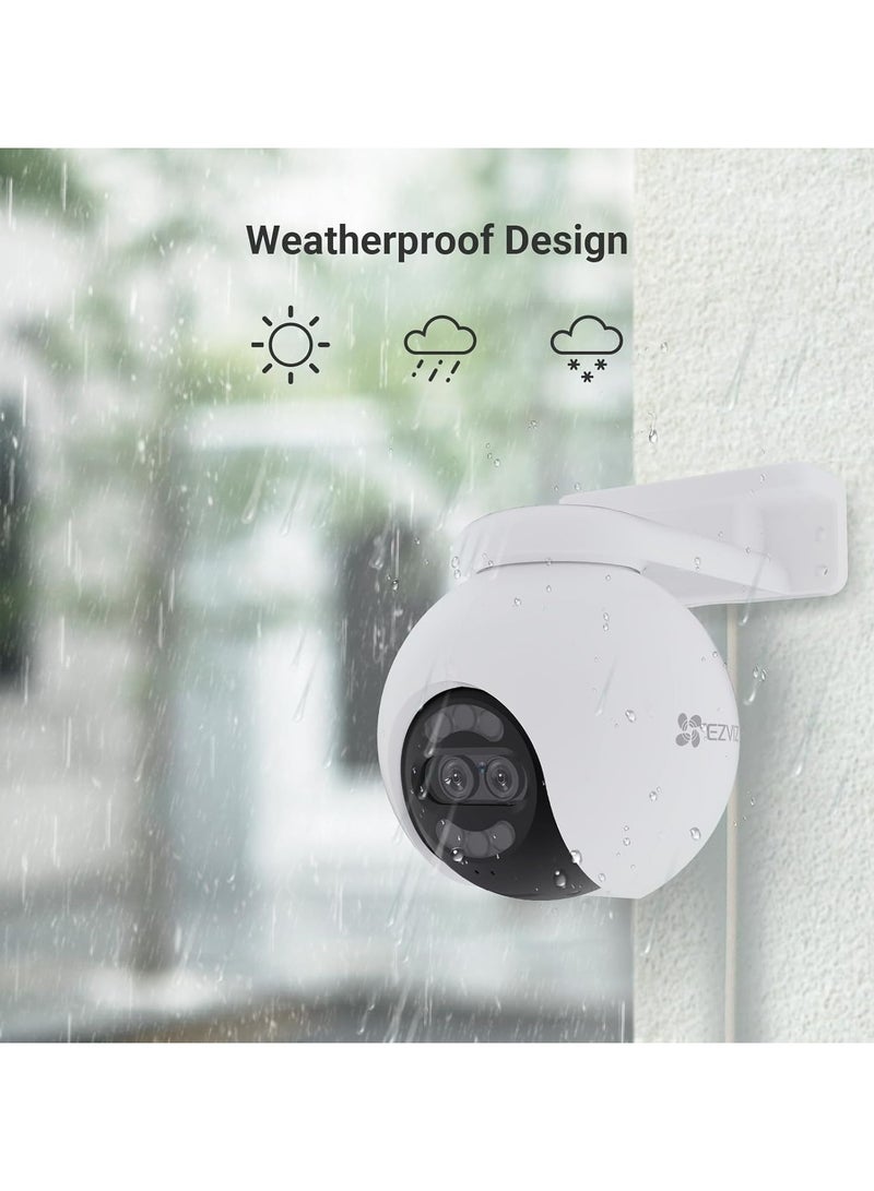 EZVIZ - H80x Dual 4K Pan & Tilt Wi-Fi Camera, AI-Powered Human/Vehicle Shape Detection, ColorFULL Night Vision, 360° Panoramic View, Auto Tracking, Two-Way Talk, Smart Detection, IP65 Weatherproof, Supports Up to 512GB MicroSD & Cloud Storage, H.265 Compression, 30m Night Vision, 340° Pan & 70° Tilt, Dual Lenses, Auto Patrol, Pre-Set Location Return - Image 1