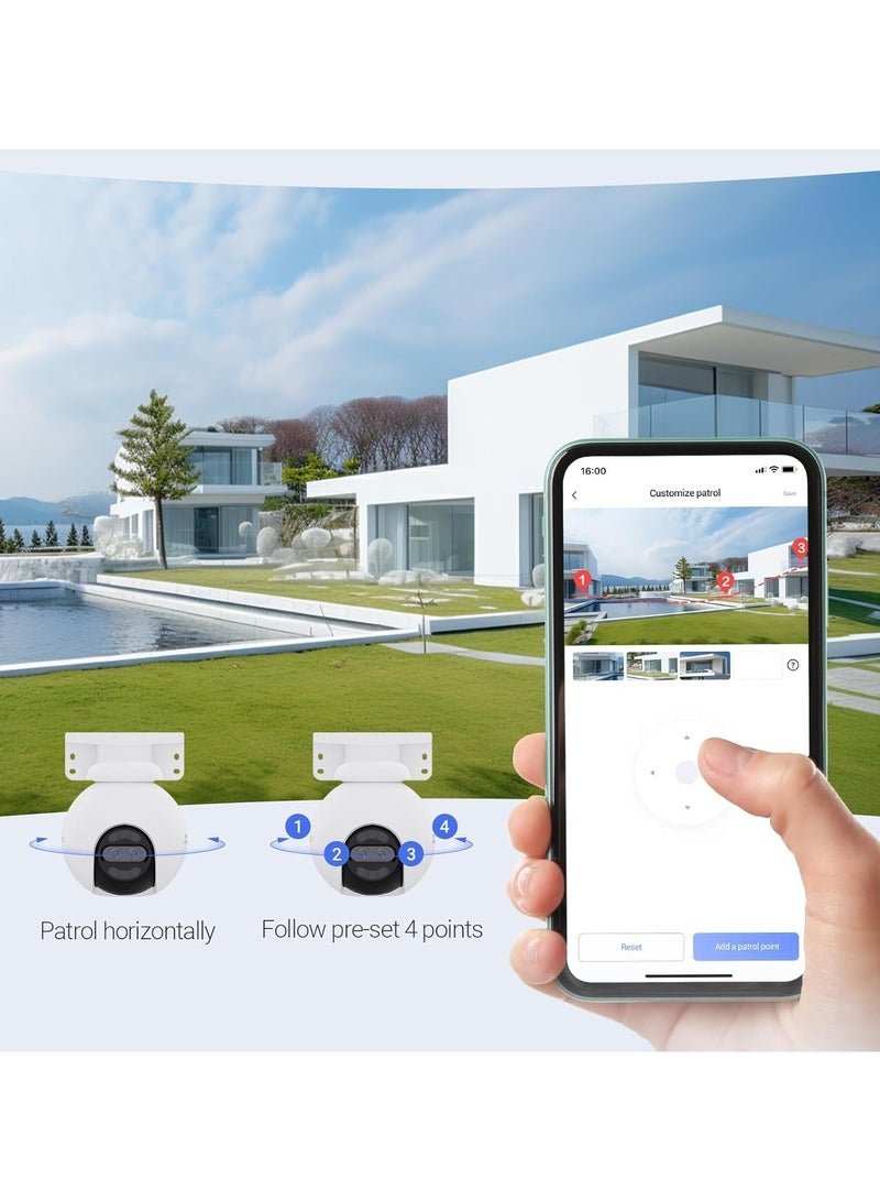 EZVIZ - H80x Dual 4K Pan & Tilt Wi-Fi Camera, AI-Powered Human/Vehicle Shape Detection, ColorFULL Night Vision, 360° Panoramic View, Auto Tracking, Two-Way Talk, Smart Detection, IP65 Weatherproof, Supports Up to 512GB MicroSD & Cloud Storage, H.265 Compression, 30m Night Vision, 340° Pan & 70° Tilt, Dual Lenses, Auto Patrol, Pre-Set Location Return - Image 1