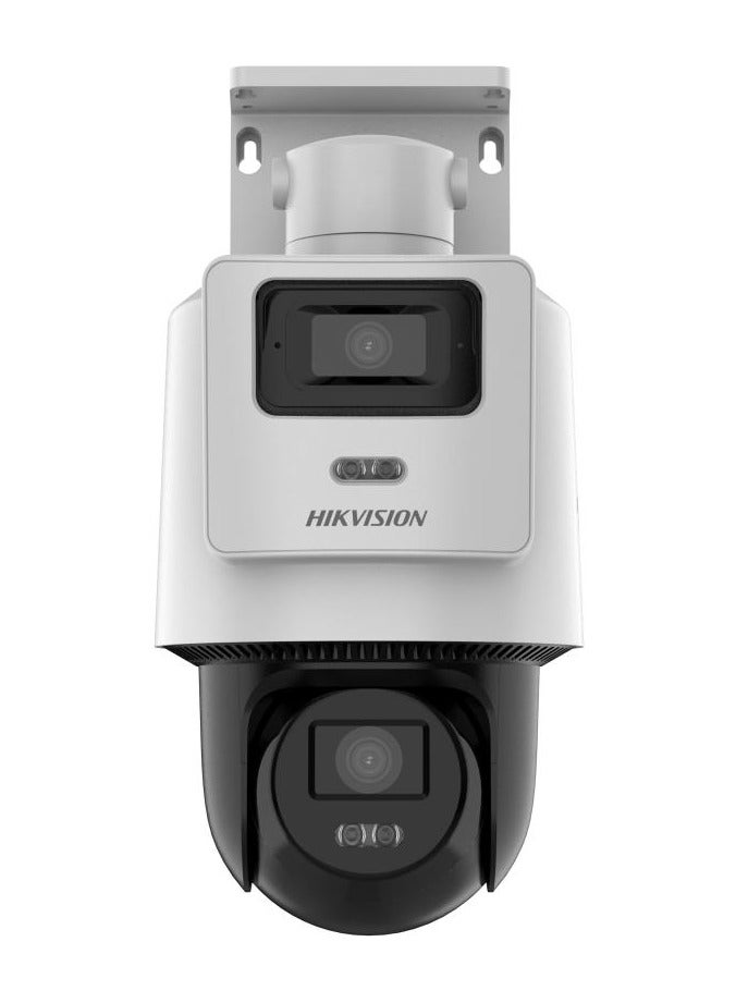 HIKVISION DS-2SE2C200MWG-E/12 TandemVu 2MP+2MP Fixed Lens POE PT Network Camera, Hybrid IR & White Light, 30m Illuminator, ICR Day/Night, 300 Presets, H.265/H.264 Compression, 2MP Resolution, Built-in Microphone & Speaker, Up to 512GB MicroSD, IP66 Weatherproof, PoE, Motion Detection, Smart Supplement Light, Remote Access via Hik-Connect | DS-2SE2C200MWG-E/12  - Image 1