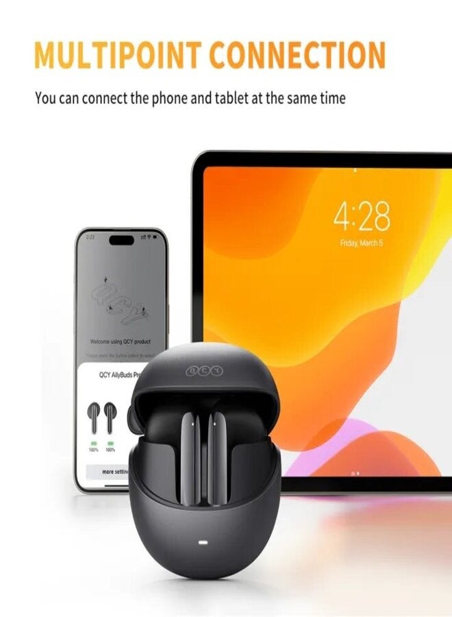 QCY - AilyBuds Pro With Active Noise Cancellation & Semi-in-Ear Noise Cancellation, 6-Mic & AI-Based, Comfortable to Wear & 28-Hour Battery Life - Black Black - Image 1