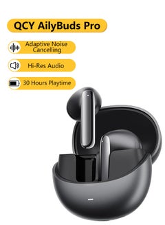 QCY AilyBuds Pro With Active Noise Cancellation & Semi-in-Ear Noise Cancellation, 6-Mic & AI-Based, Comfortable to Wear & 28-Hour Battery Life - Black Black  - Image 1