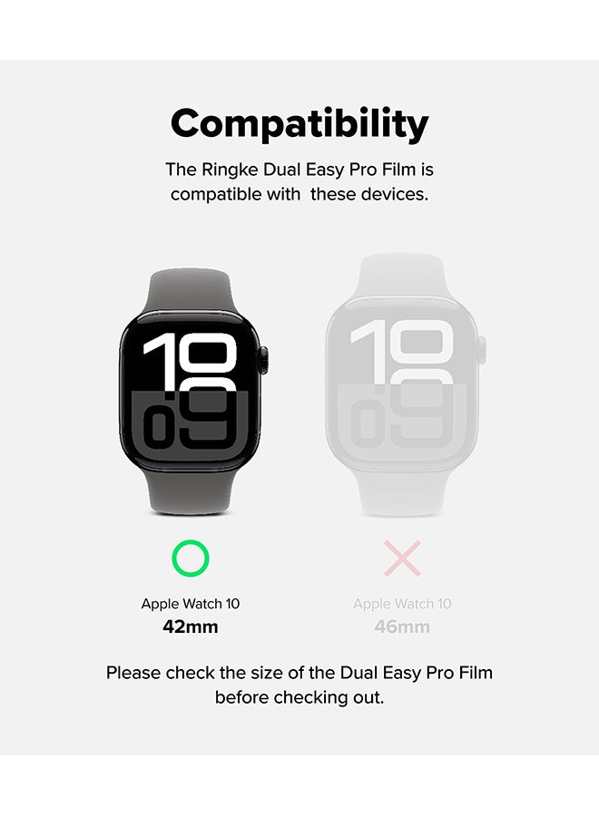Dual Easy Pro For Apple Watch Series 10 42mm  Screen Protector, Smooth Full Cover Film Easy Application Case Friendly Screen Protector - Clear