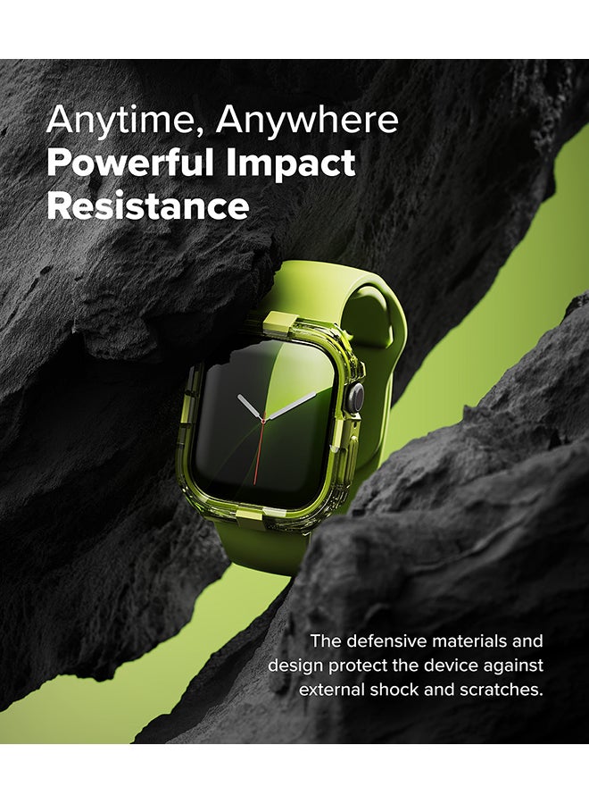 رينجك حماية فوسيون لساعة آبل 10 42 مم، إطار حماية مزدوج الطبقات من PC TPU بلون شفاف - نيون - Image 4