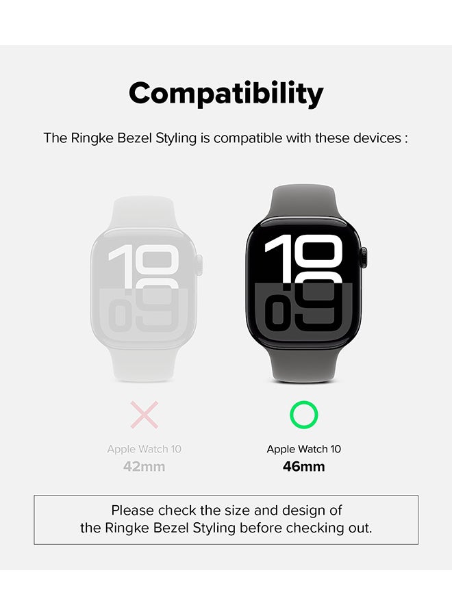 Ringke Bezel Styling For Apple Watch 10 46mm Case, Stylish Stainless Steel Frame, Anti Scratch Protector Adhesive Lightweight Cover Accessory - 46-03 - Black - Image 2