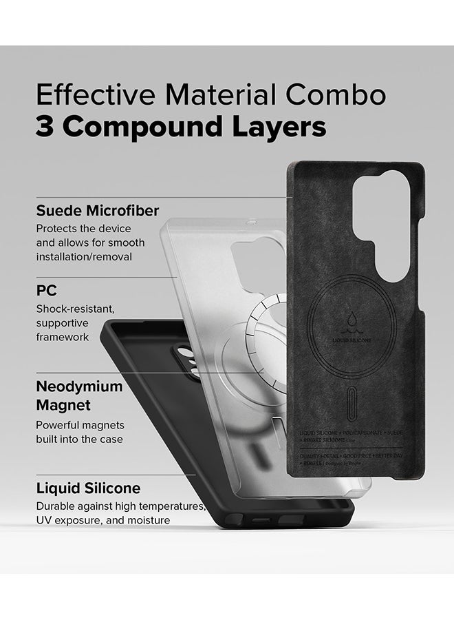 Ringke Silicone Magnetic For Samsung S25 Ultra Case Cover Powerful Magnet Long Lasting Silky Feel Anti-Fingerprint S25 Ultra Back Cover - Black - Image 3